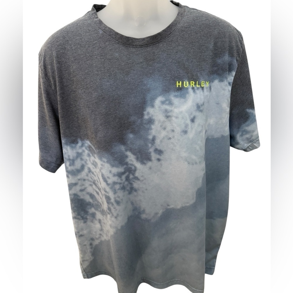 Hurley Surf Stormy Blue Gray Waves Tee Shirt Men XL